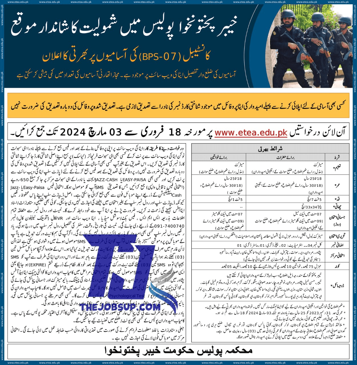 Latest KPK Police Jobs 2024