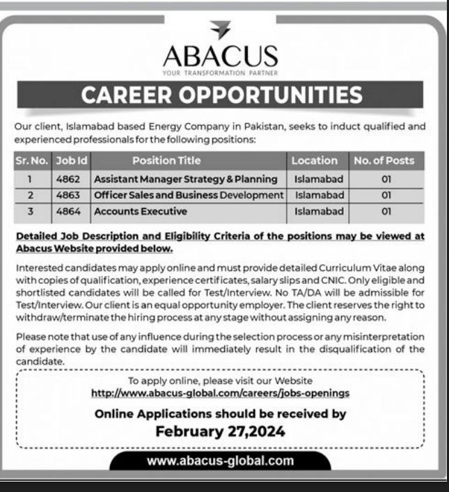 Latest Jobs in Islamabad