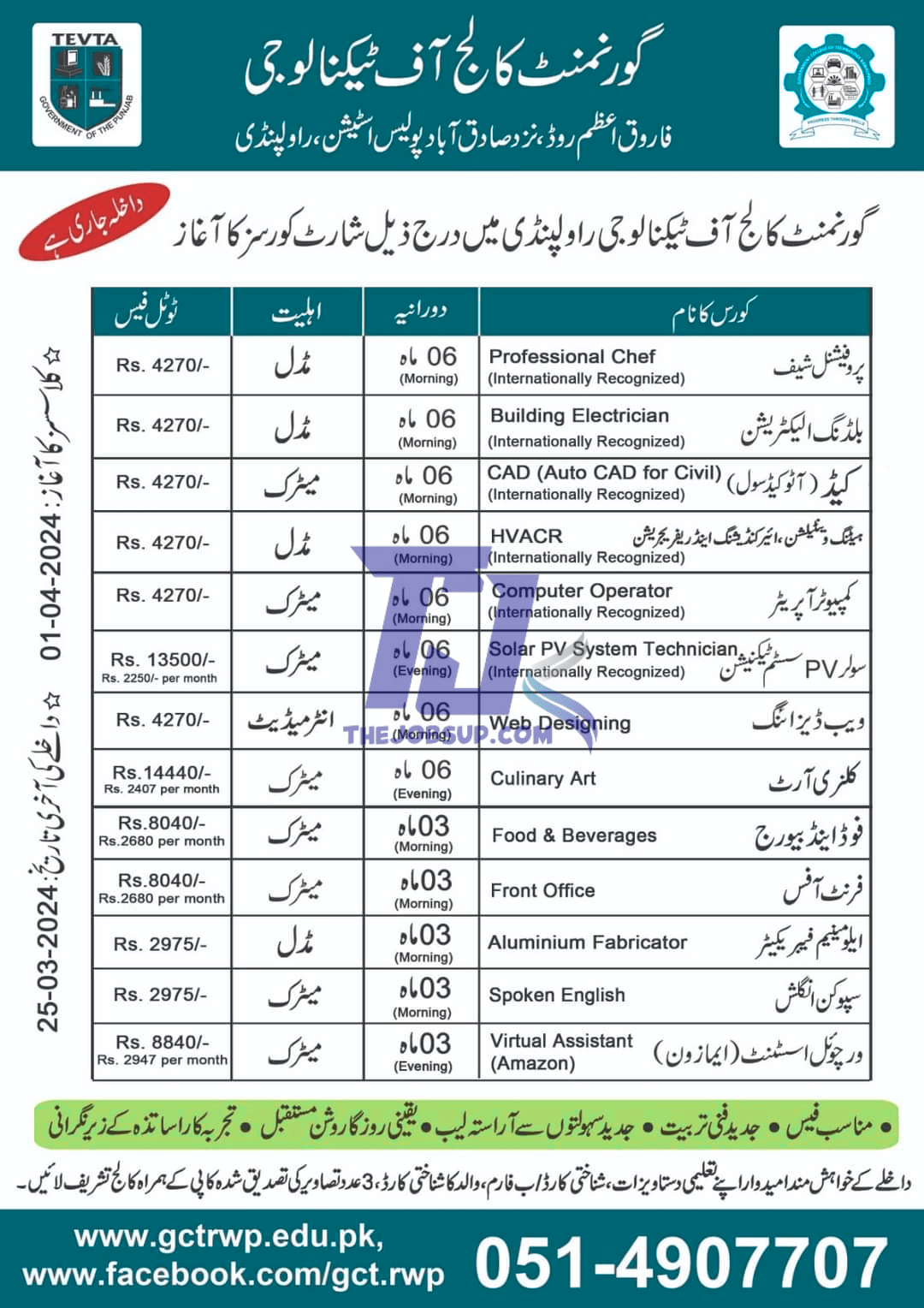 Exciting short courses at the Government College of Technology 